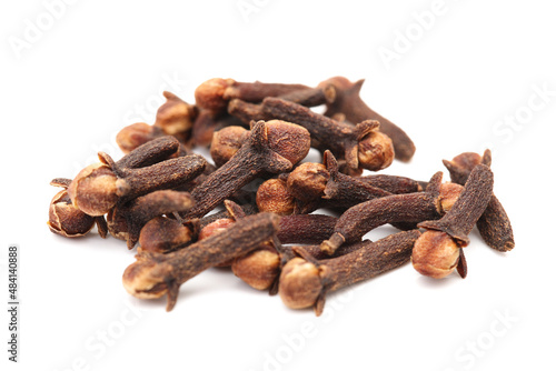 dry cloves on white background