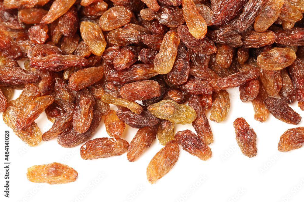  raisins on a white background 