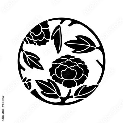 牡丹紋・牡丹の枝丸（ぼたんのえだまる）
