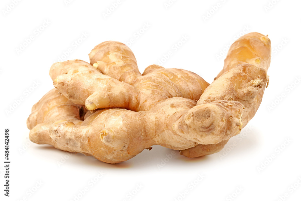 fresh ginger on white background 