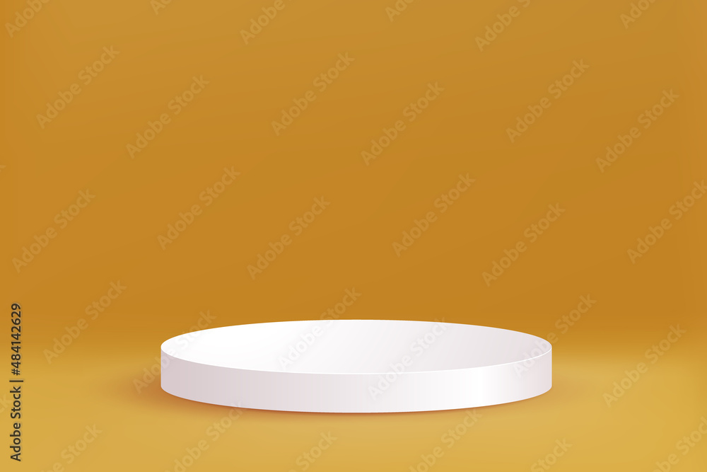 white podium 3d on yellow background white podium 3d on yellow background