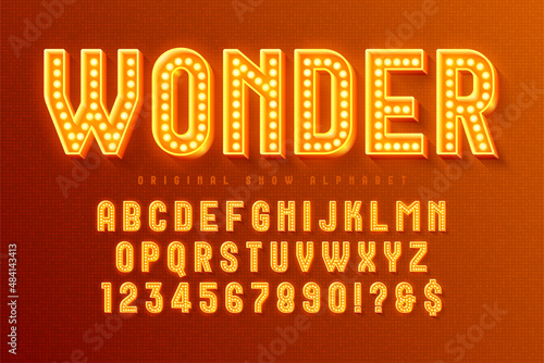 Show alphabet design, marquee, LED lamps letters and numbers