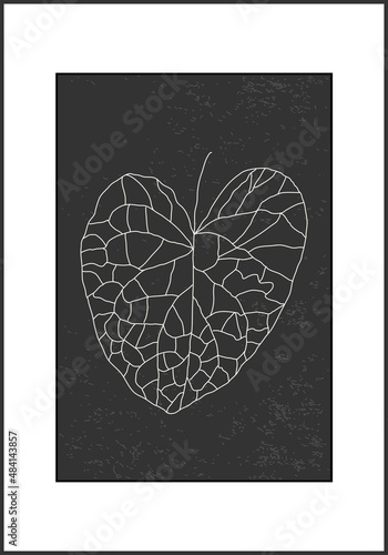 Minimalist botanical monstera leaf abstract collage poster