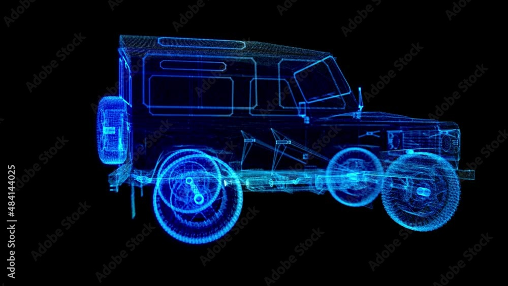Particles of car. Digital car technology visualization of 3d. Particles of car. Digital car technology visualization of 3d.