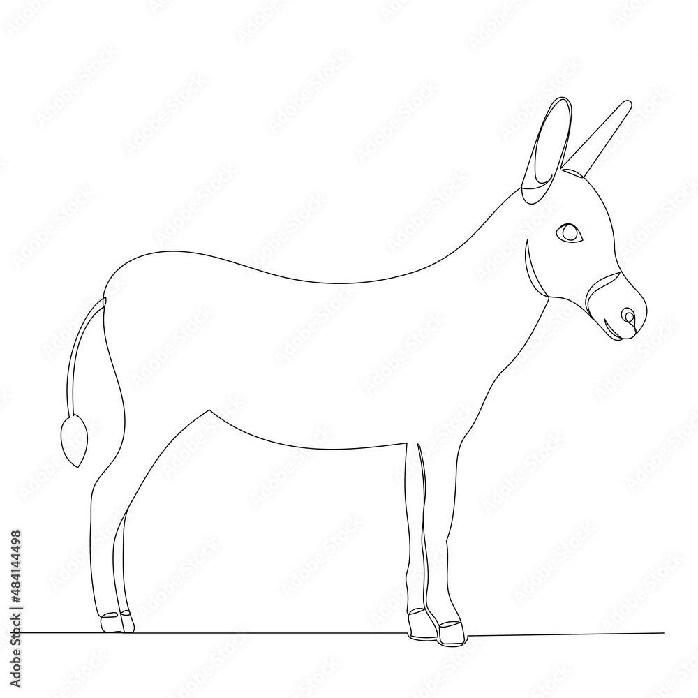 donkey one line drawing ,vector, isolated