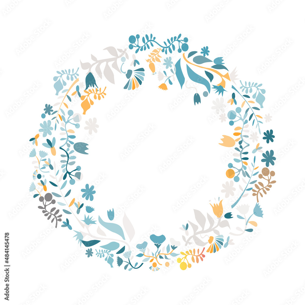 Wreath of flowers. Abstract floral design.