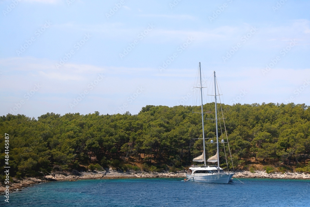 Sailing boat and beautiful Adriatic sea landscape in Croatia. Sailing boat and beautiful Adriatic sea landscape in Croatia.