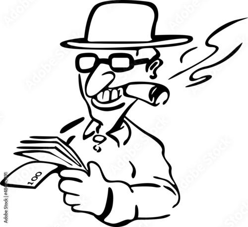 Wallpaper Mural The man counts his earned money by smoking a cigar
 Torontodigital.ca