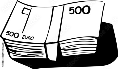 Five hundred euro banknotes are tied with a ribbon
