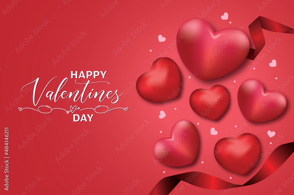 Realistic red hearts background for valentine's day Realistic red hearts background for valentine's day