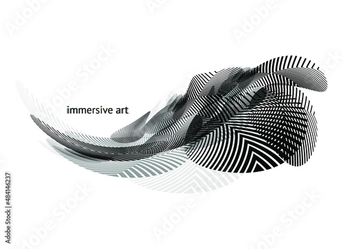Design element for logo presentations or splash screens. Wave from geometric objects.