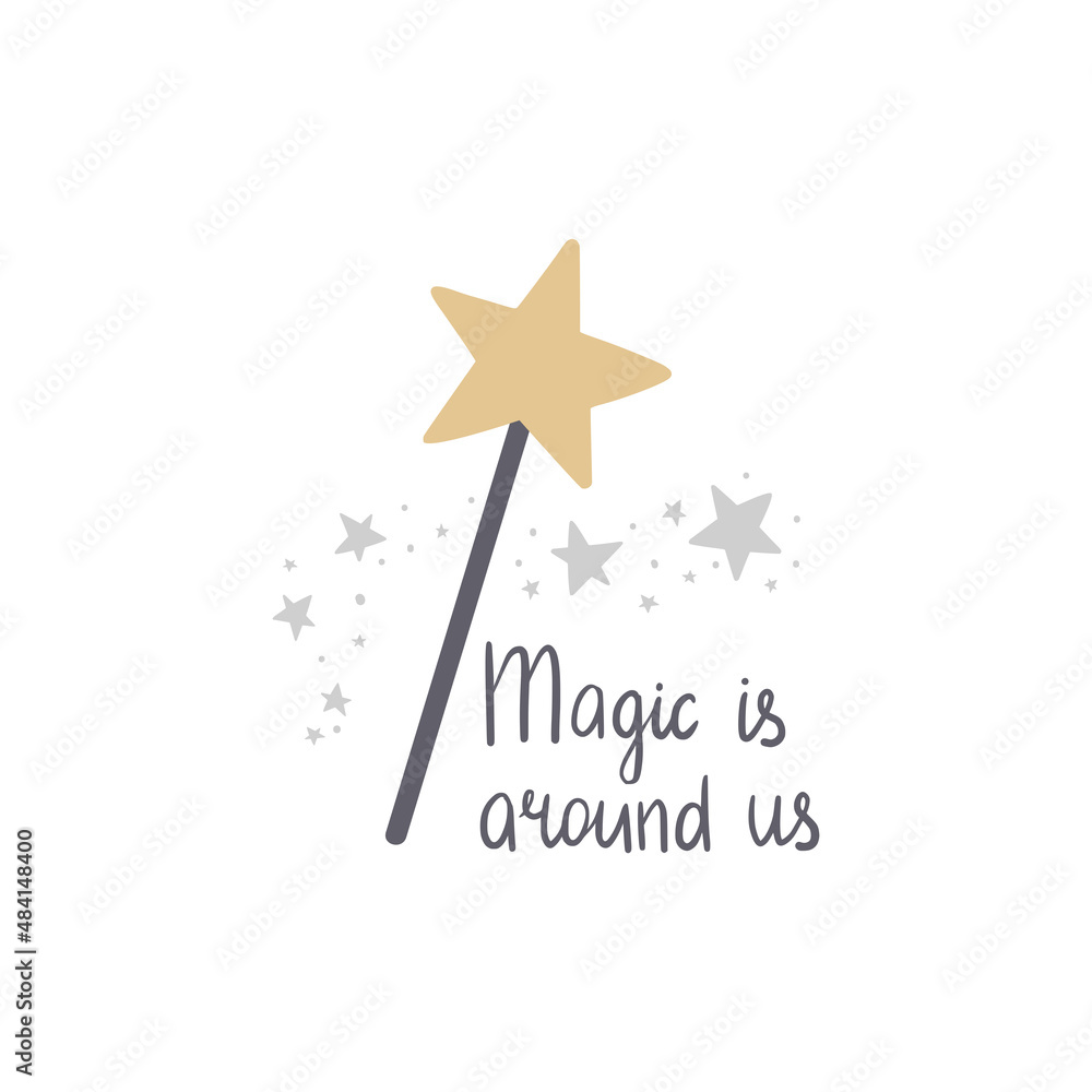 vector image of magic stick and lettering text vector image of magic stick and lettering text