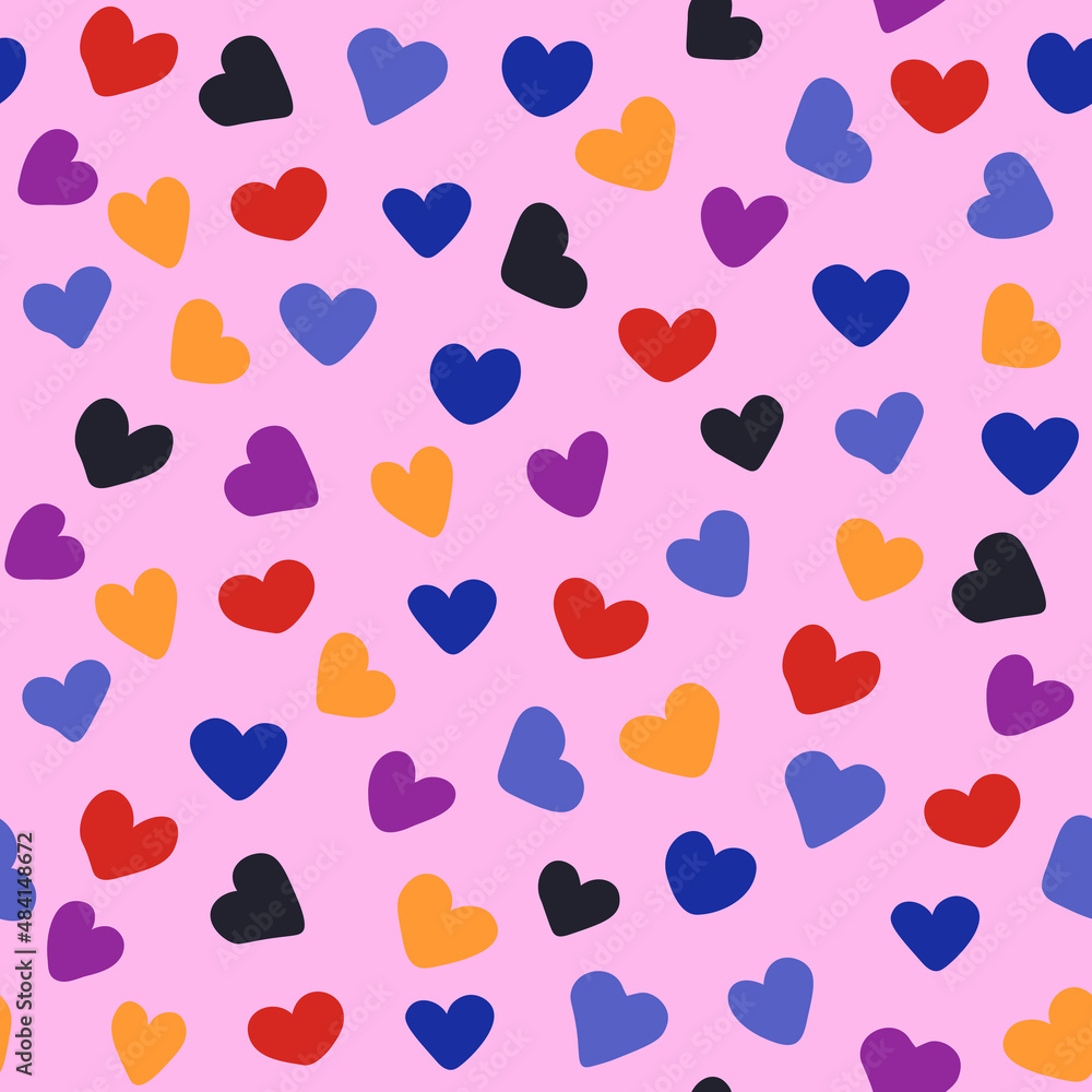 Hand Drawn Hearts, Vector Seamless Pattern, Simple Modern Colorful Hearts, Stylish Hipster Texture Hand Drawn Hearts, Vector Seamless Pattern, Simple Modern Colorful Hearts, Stylish Hipster Texture