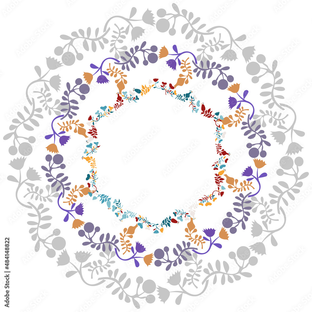 Wreath of flowers. Abstract floral design.