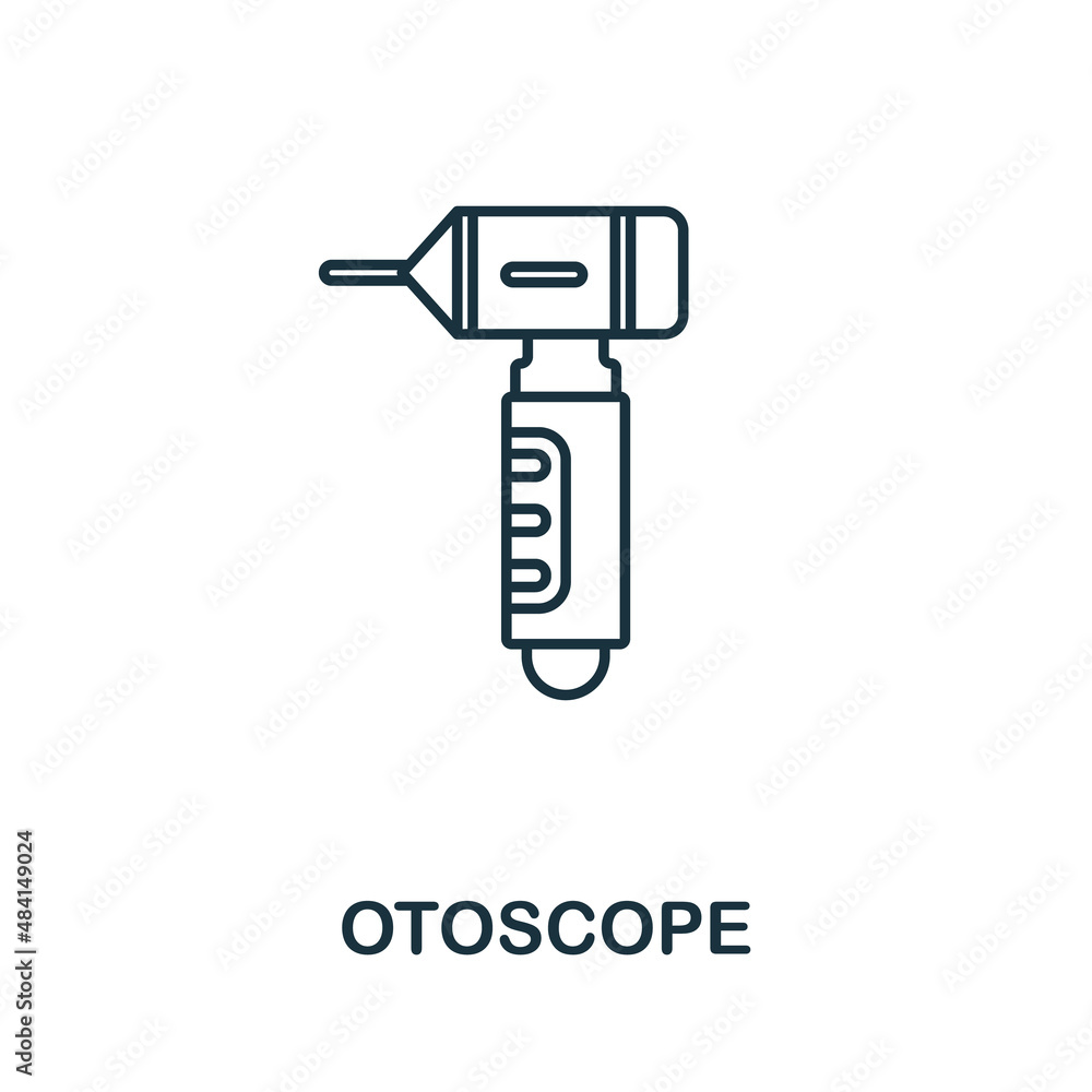 Otoscope icon. Line element from medical equipment collection. Linear Otoscope icon sign for web design, infographics and more. Otoscope icon. Line element from medical equipment collection. Linear Otoscope icon sign for web design, infographics and more.