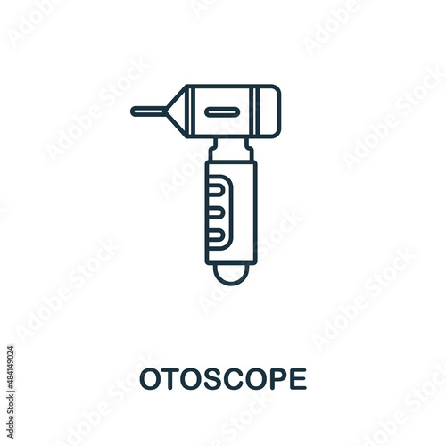 Otoscope icon. Line element from medical equipment collection. Linear Otoscope icon sign for web design, infographics and more.