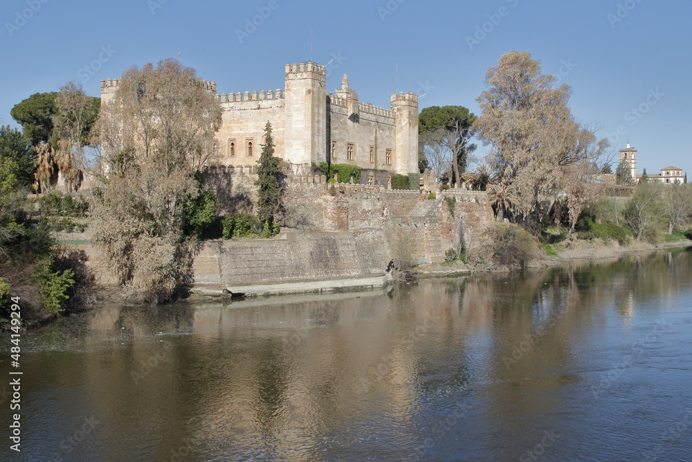 Horizontal color photo of the castle of Malpica in the village of Malpica de Tajo, Toledo,