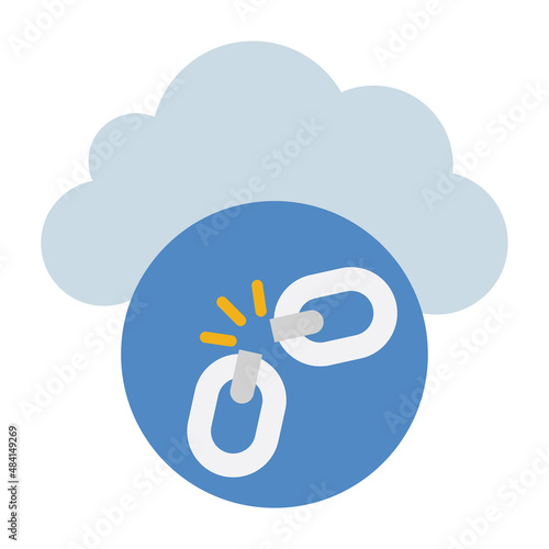 Flat color icon for unlink cloud.