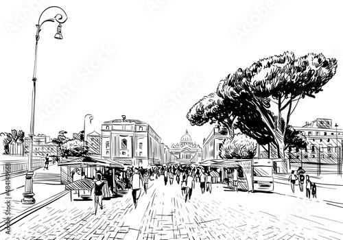Rome. Italy. City hand drawn sketch. European city  vector illustration