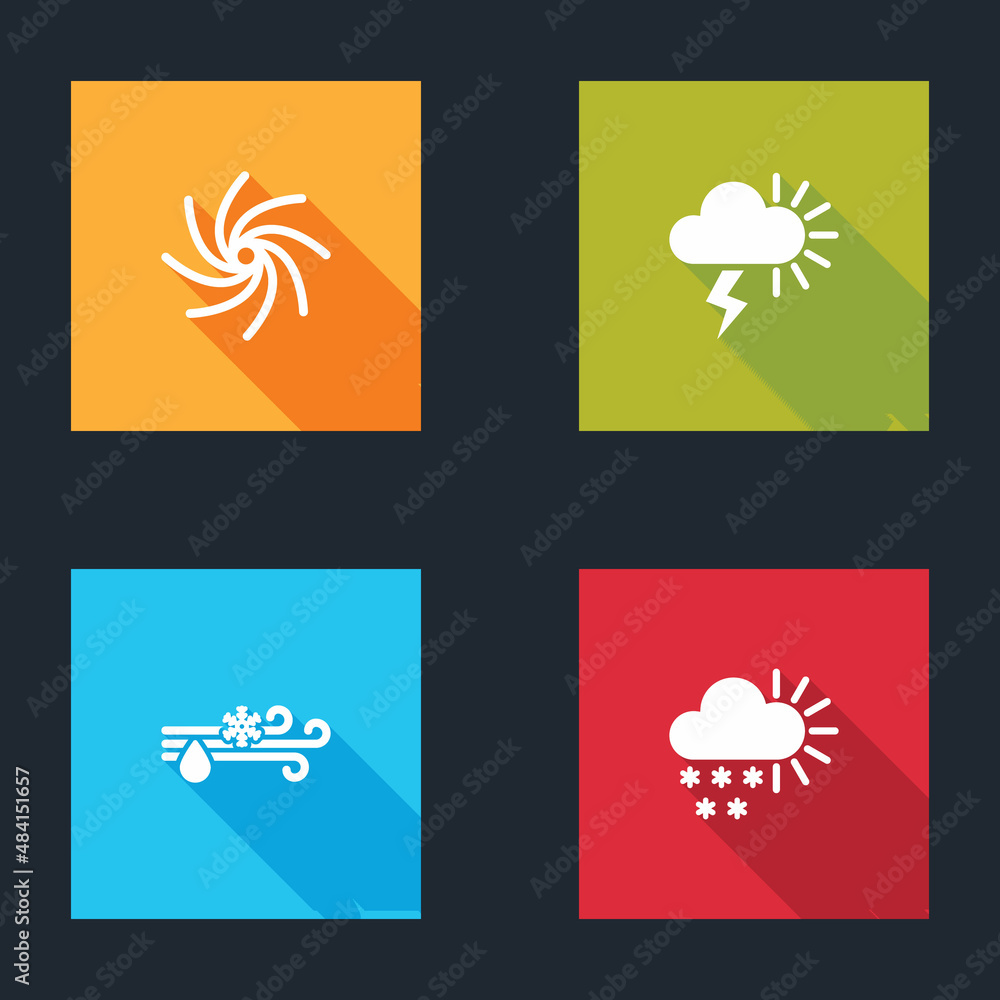 Set Tornado, Storm, Wind and rain with snow and Cloudy icon. Vector Set Tornado, Storm, Wind and rain with snow and Cloudy icon. Vector