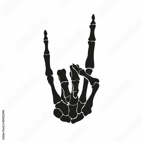 Skeleton hand heavy metal, vector illustration