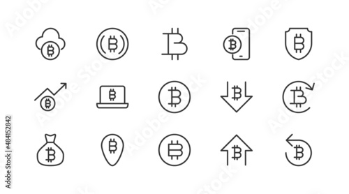 Simple line set of bitcoin  icons.