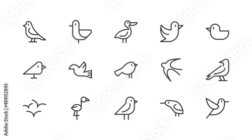 Editable vector pack of bird  line icons.