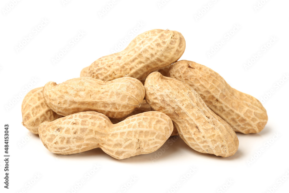 Peanuts on a white background Peanuts on a white background