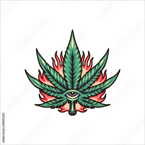 weed tattoo vector design