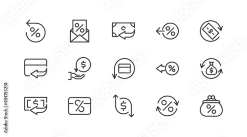 Simple line set of cashback  icons.