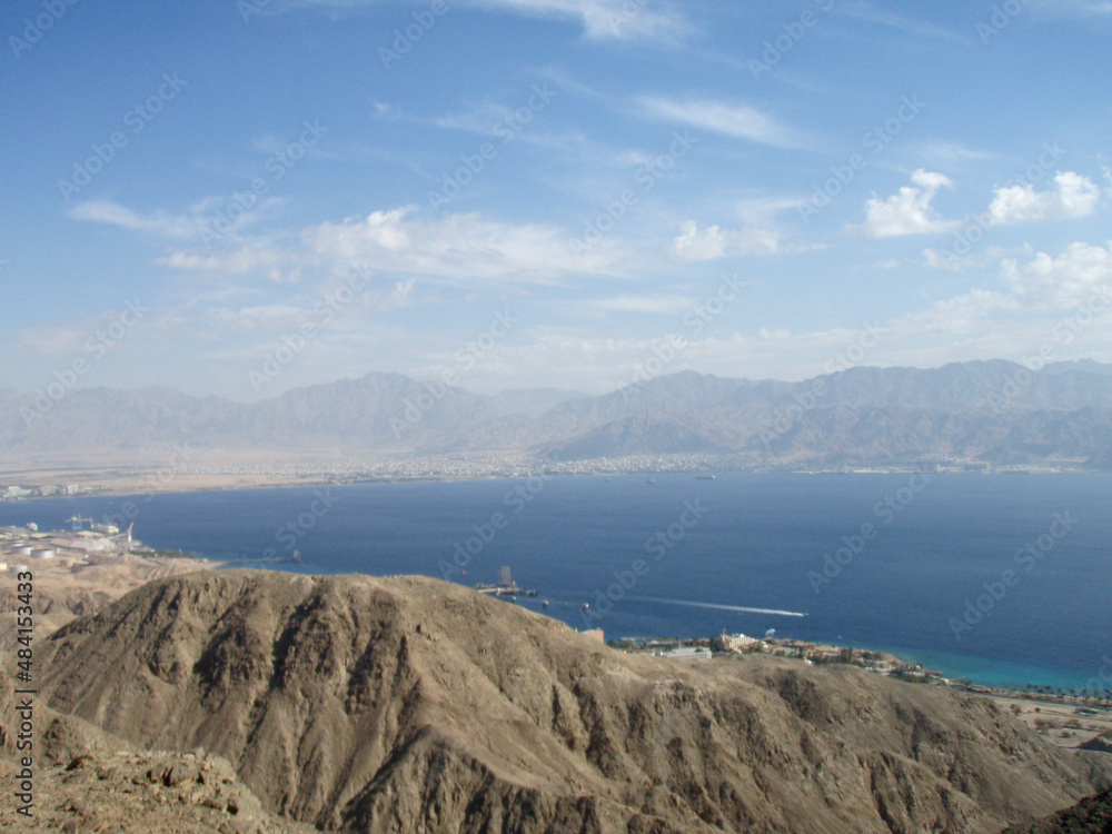 Eilat Mountains Reserve looking toward Coral Beach along the Red Sea