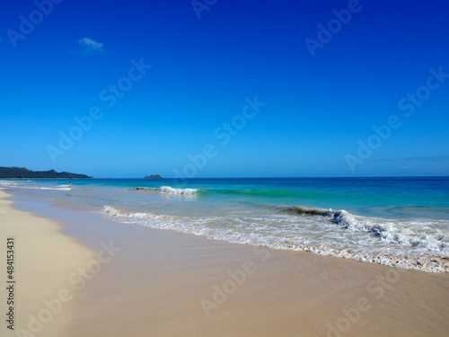 Waves lap on shore of Waimanalo Beach photo