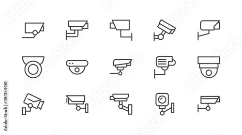Linear icon set of cctv .