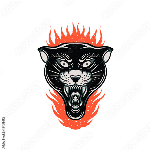 the panther tattoo vector design