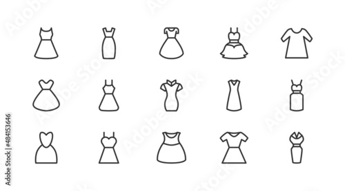 Set of dress  line icons.