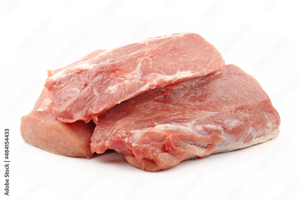 Pork belly on white background