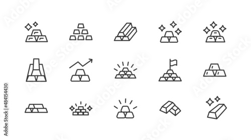 Simple line set of gold  icons.