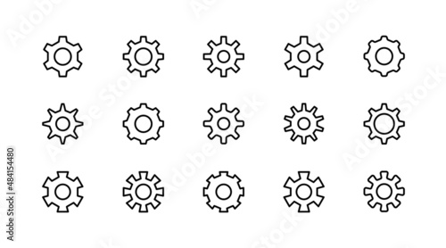 Stroke vector gear  line icons.