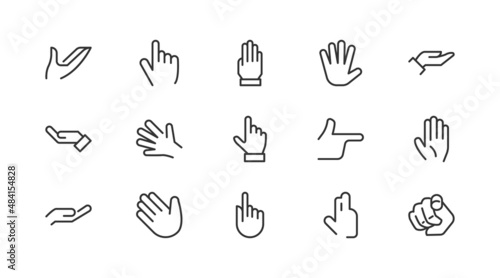 Set of hand  line icons.