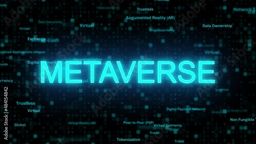 Metaverse web 3.0 related words digital futuristic background continous perfect loop photo