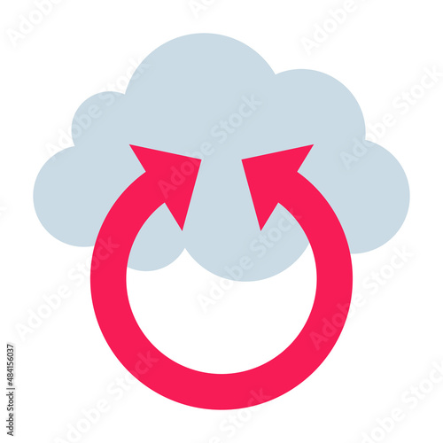 Flat color icon for cloud update.