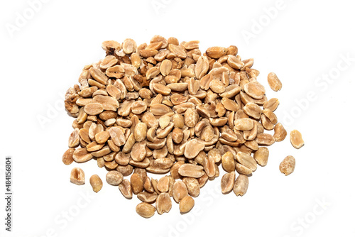 Roasted peanut seeds. Isolation on white.