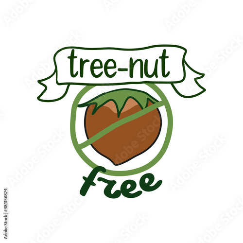 Tree nut free label, allergy friendly product tag