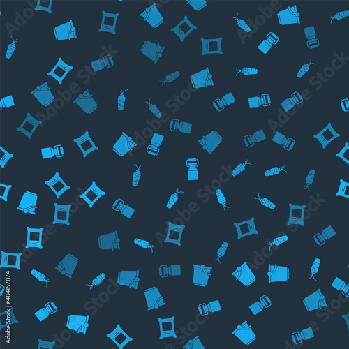 Set Bucket, Carrot, Can container for milk and Fertilizer bag on seamless pattern. Vector
