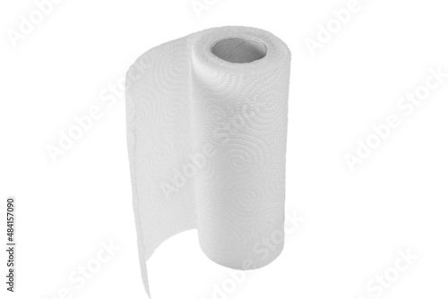 Roll of toilet paper. Isolation on white. Paper napkins.