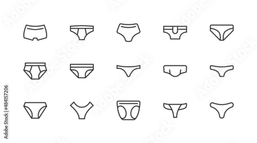 Simple line set of panty  icons.