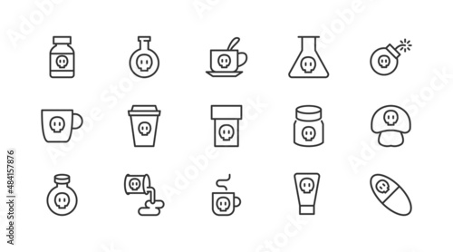 Set of simple poison  line icons.