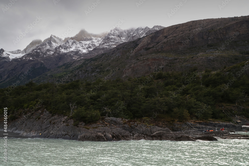 Landscape on the shores of Lake Gray, Patagonia, Chile