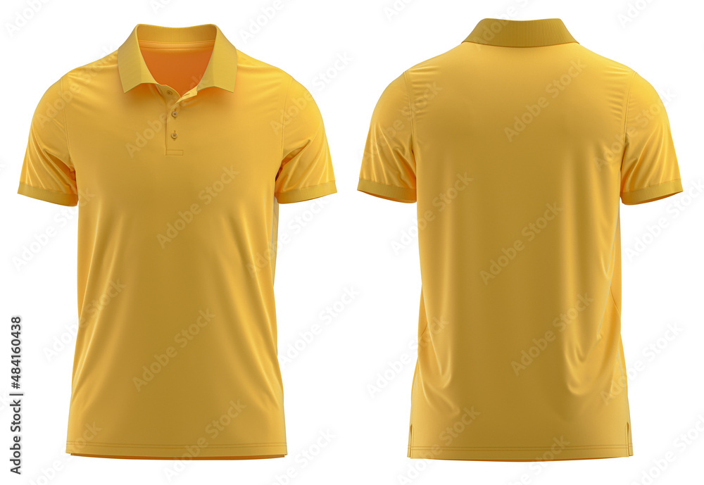 Yellow Color 3d rendered Short Sleeve polo shirt with Rib collar and cuff  Illustration Stock | Adobe Stock