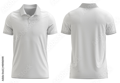 White Color 3d rendered Short Sleeve polo shirt with Rib collar and cuff photo